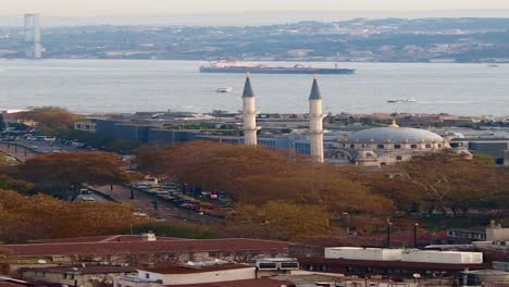 istanbul mosque view from above with bosphorus