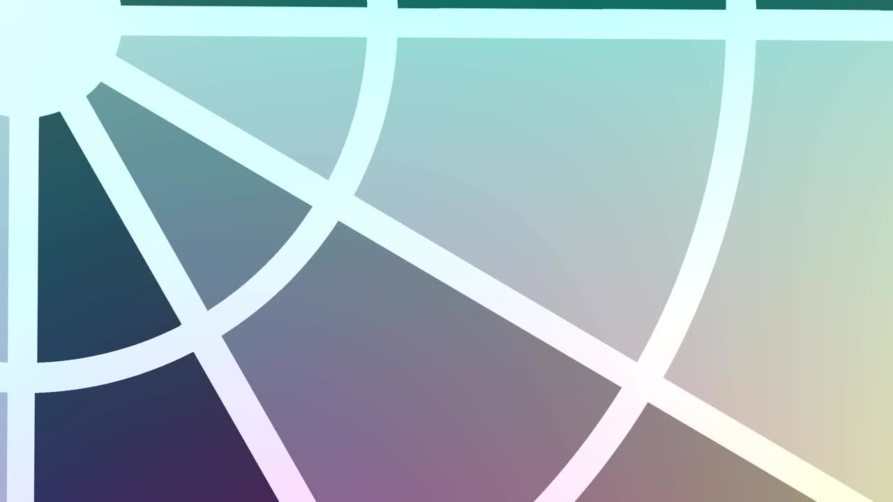 다양한 색의 원형 물체 유형 팬, 시계 방향으로 회전하며, 좌측 상단에 커 포인트가 위치하여 전체 배경을 고 있습니다.