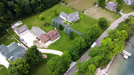 drone tracking over pretty trees in northern mich