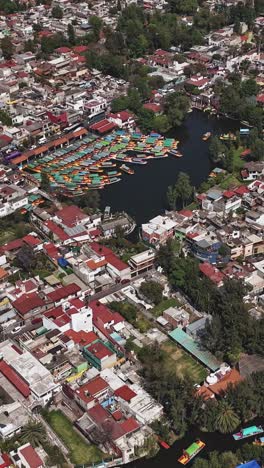 aerial view of xochimilco canals in mexico city