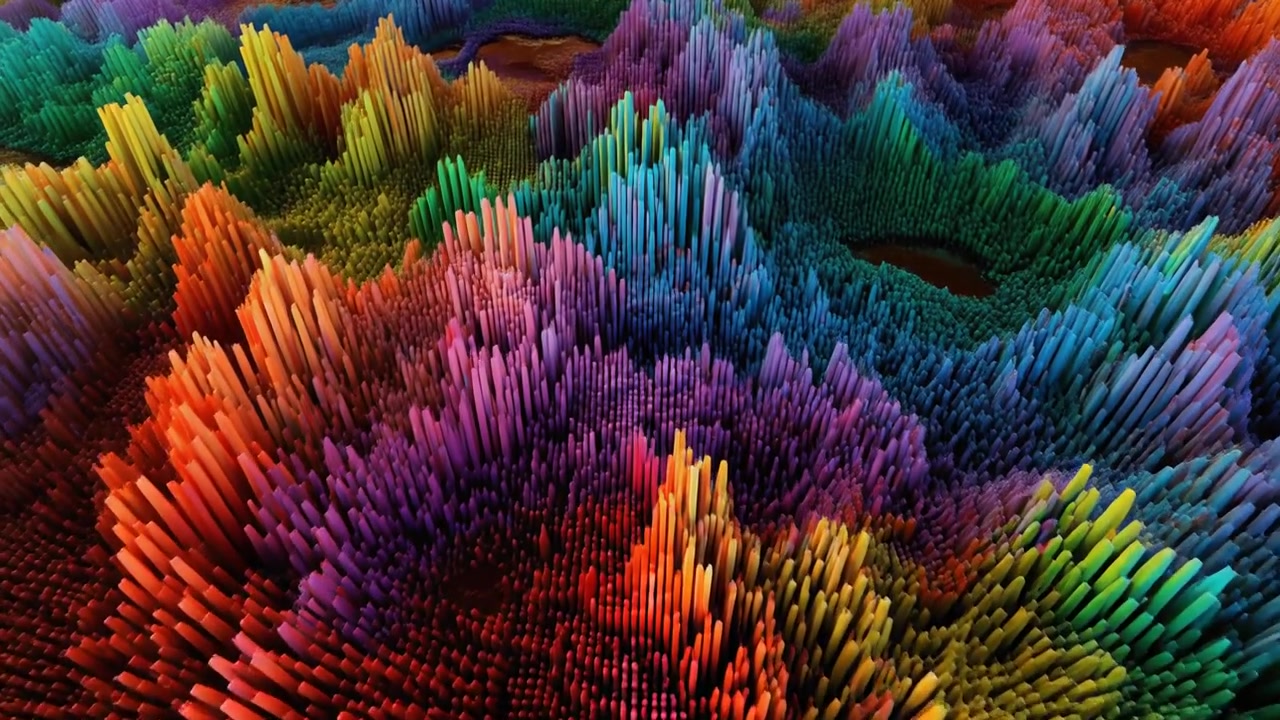 Abstract 3D Motion Background with Colorful Moving Pillars