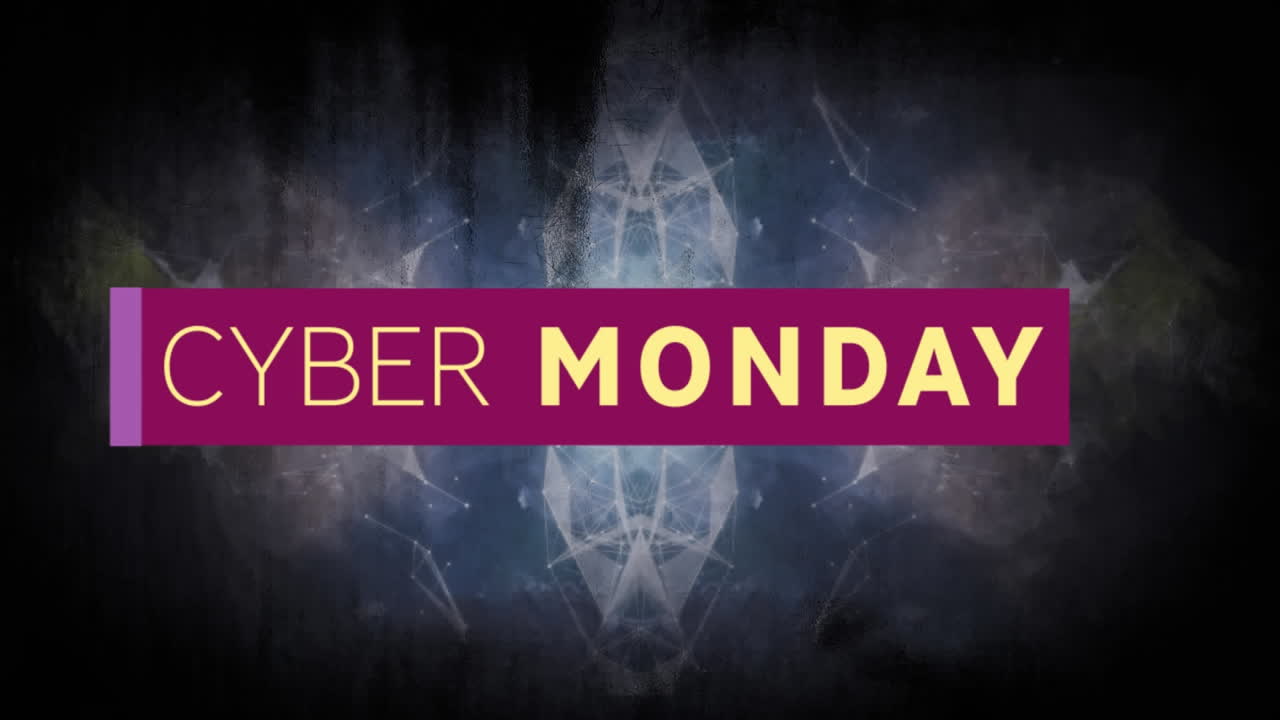 animación del texto del lunes cibernético sobre un fondo oscuro