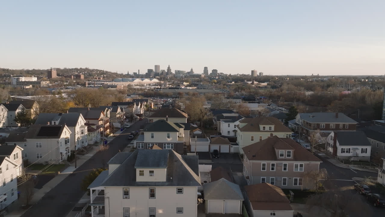 Vista aerea di Providence, Rhode Island. Scattata in una giornata autunnale