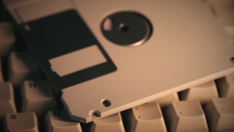 floppy disk on a keyboard