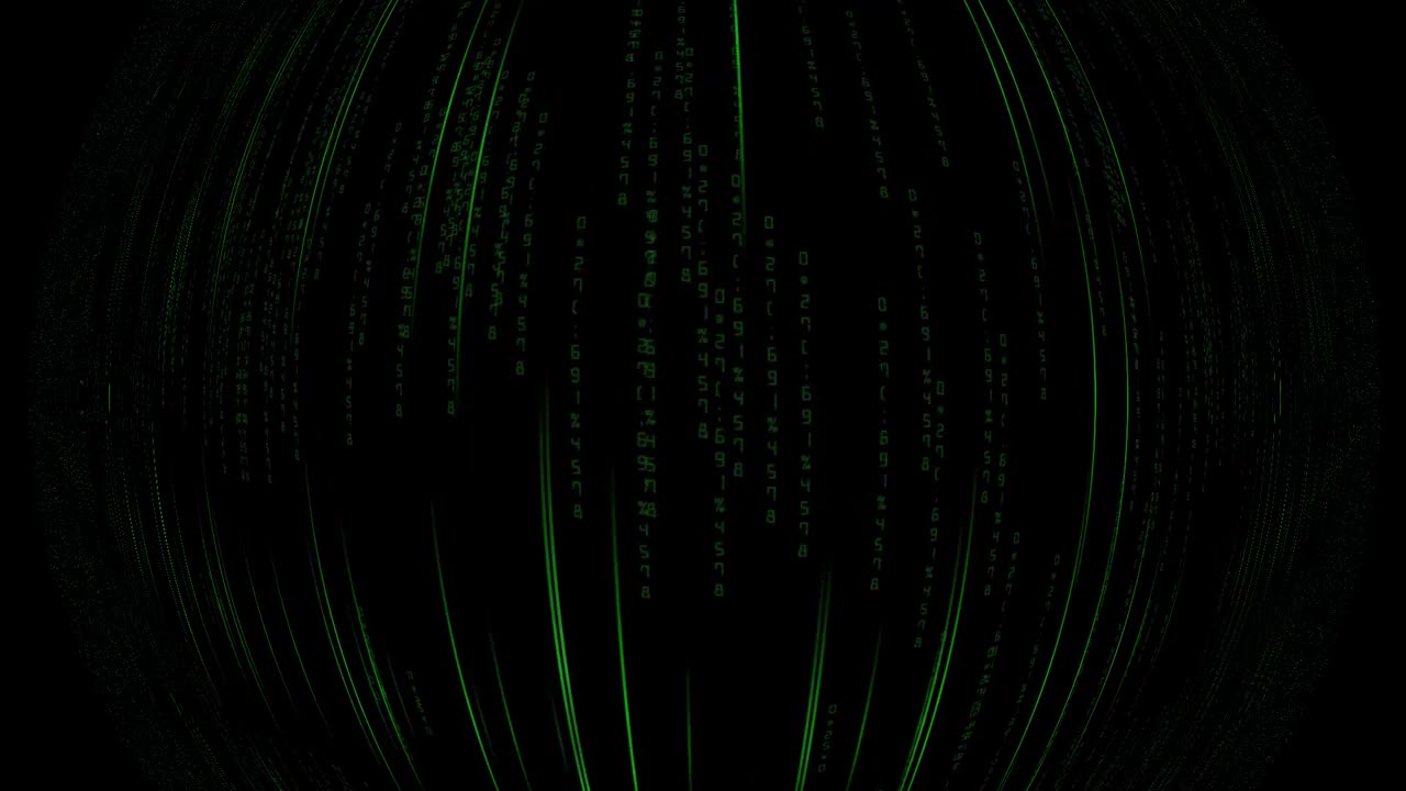 Animation data globe effect flashing streams of digital data