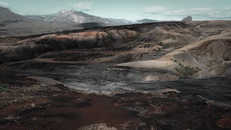 Aerial-thor-valley-glacial-riverbed-in-mountain-ranges-famous-icelandic-national-park-landmark-landscape