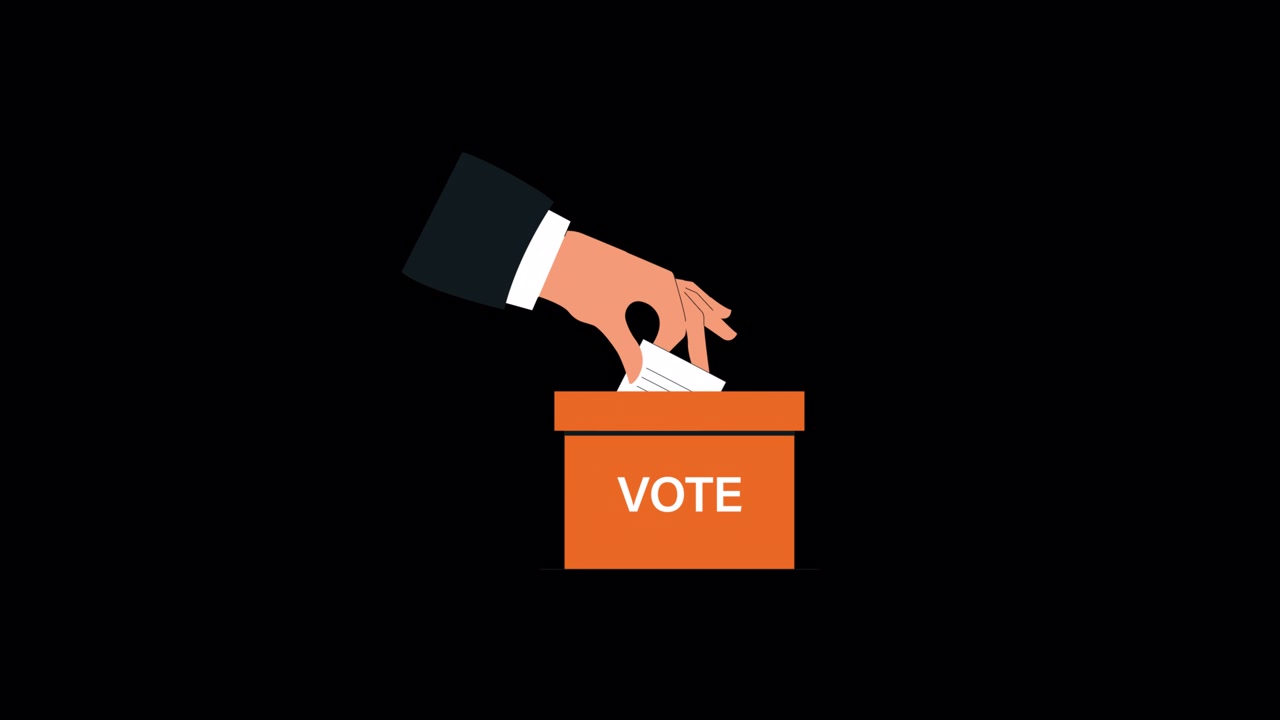 Animated Hand Dropping Ballot into Vote Box