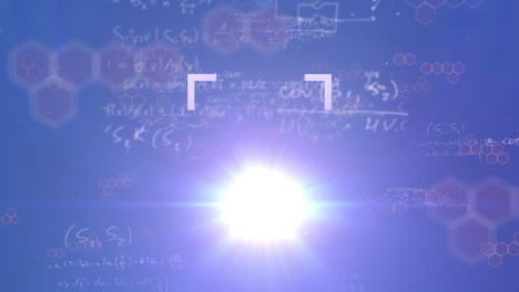 animación de formas y ecuaciones matemáticas sobre fondo azul