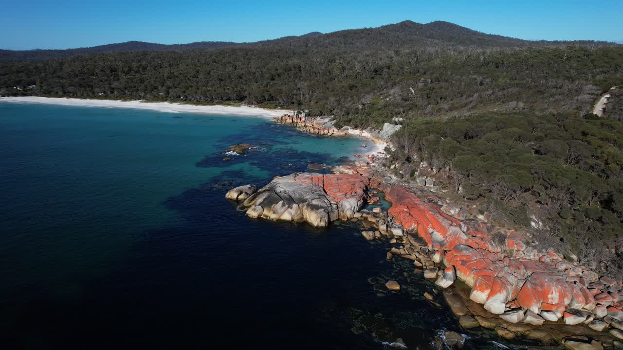 Beautiful Cosy Corner Beach In Binalong Bay, Tasmania, Australia - Drone Orbiting