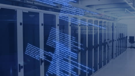 animación del procesamiento de datos a través de servidores informáticos