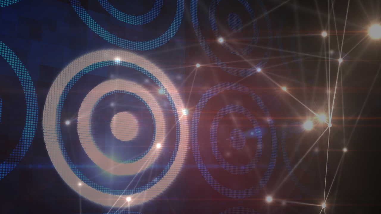 animación de conexiones y círculos en el espacio negro