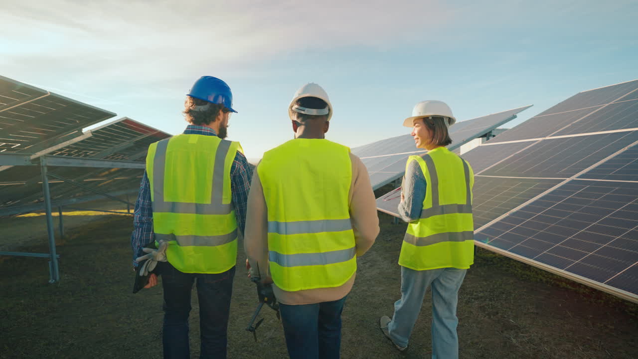 Engineers Inspecting Solar Panels