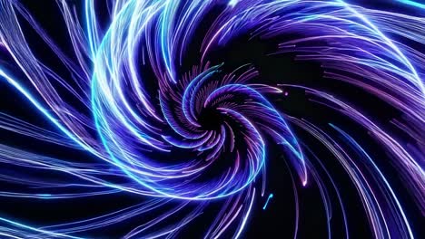 bright swirling blue and purple streaks of light create a mesmerizing vortex against a black background, evoking concepts of time travel, energy flow, and cosmic phenomena