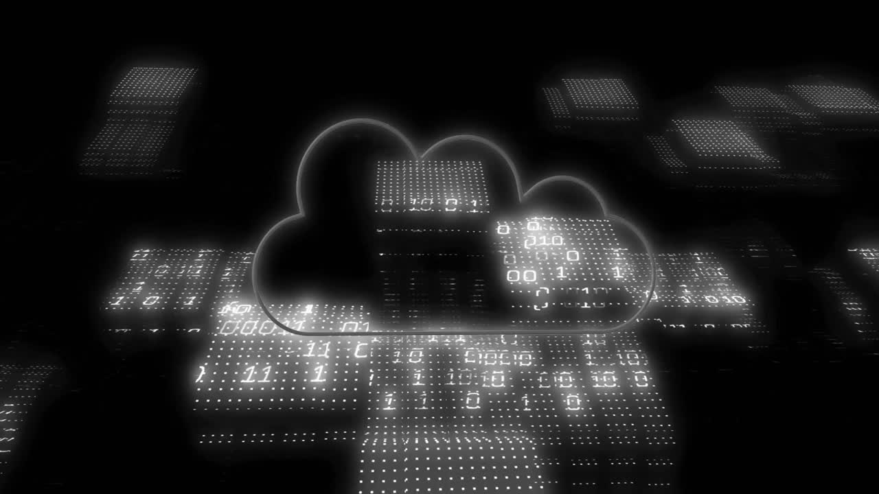 animación del procesamiento de datos sobre un fondo negro