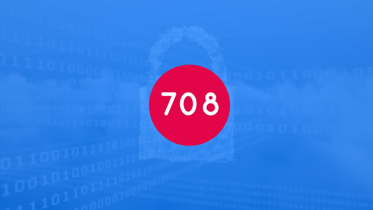 animación de números sobre el procesamiento de datos en fondo azul