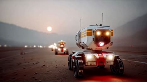 futuristic rover on an alien landscape
