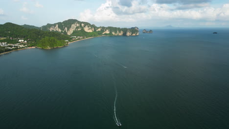 aerial over the coast near ao nang beach, krabi, thailand