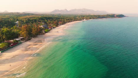 white sand beach of chumphon thailand, aerial drone footage of summer asian vibes, thai landscape