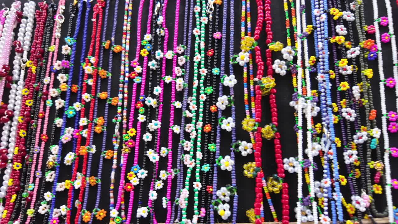Vibrant Colorful Beaded Necklaces and Bracelets Display
