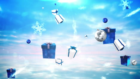 decoraciones navideñas sin costuras que caen en azul y plata