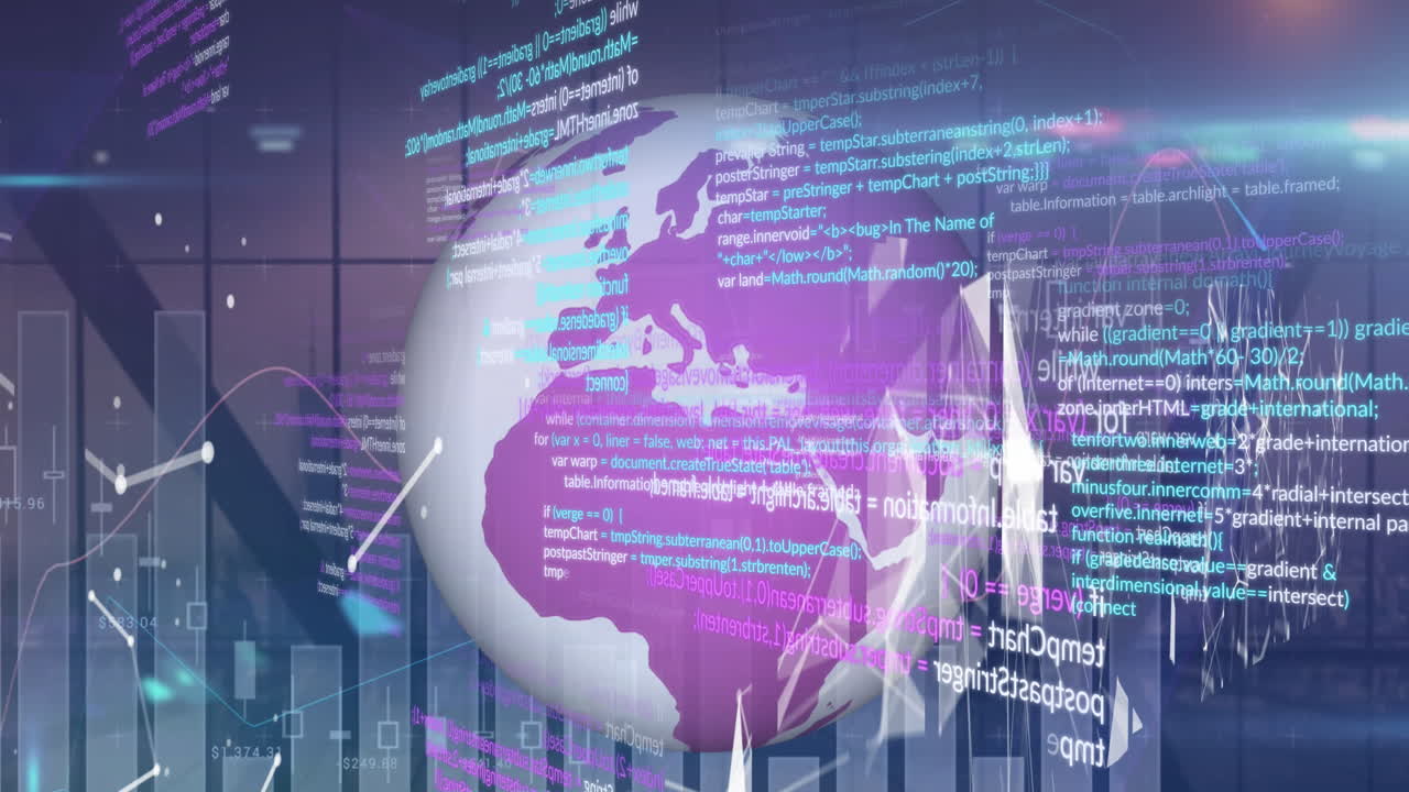 animación del procesamiento de datos en todo el mundo