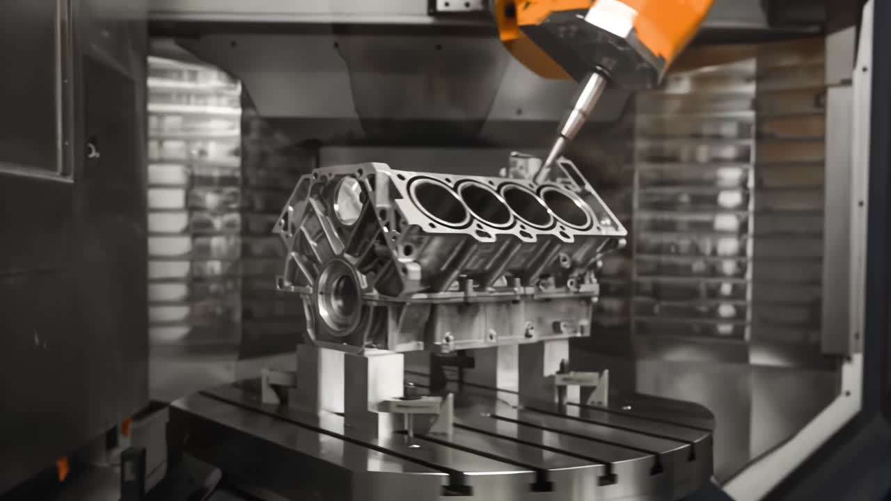 Modern automotive workshop Intricate Engine Mechanics and Innovative Technology, Steel parts for machine tools. Engineering industry.