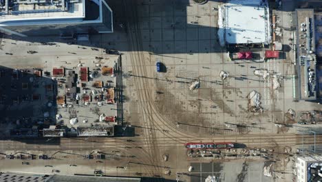 Aerial-view-of-the-city-square-located-in-the-center-of-Katowice