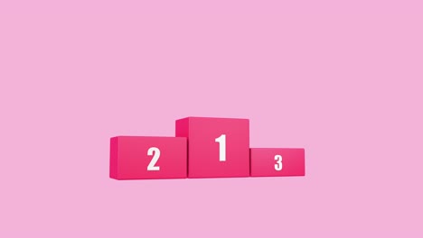 winner podium icon motion. 4k 3d render loop. sports winner podium icon isolated on pink background