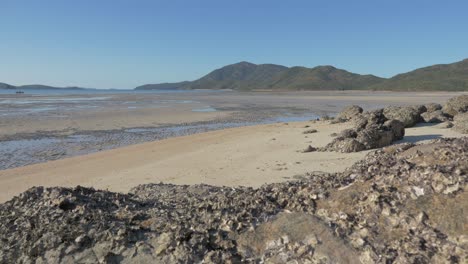 Paisaje-Fangoso-Durante-La-Marea-Baja-En-La-Isla-Shaw-Cerca-Del-Punto-De-Combustión-En-Whitsundays,-Queensland,-Australia