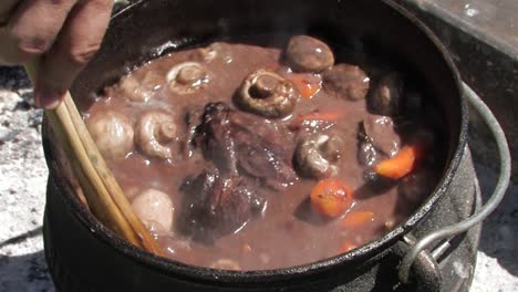 a pootjie of lamb shanks ready to serve