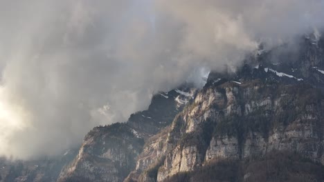 mountains with rocky peaks of churfirsten in the swiss alps