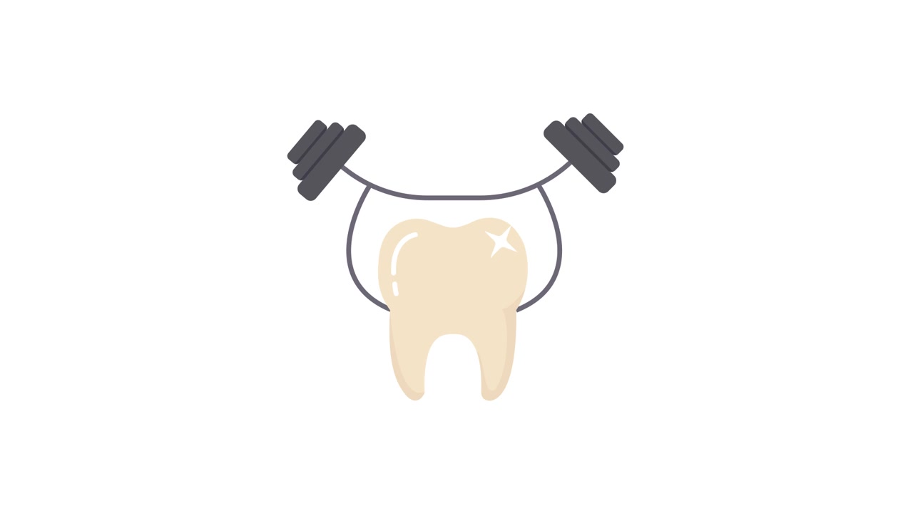 Animated Strong Tooth Lifting Weights for Oral Health