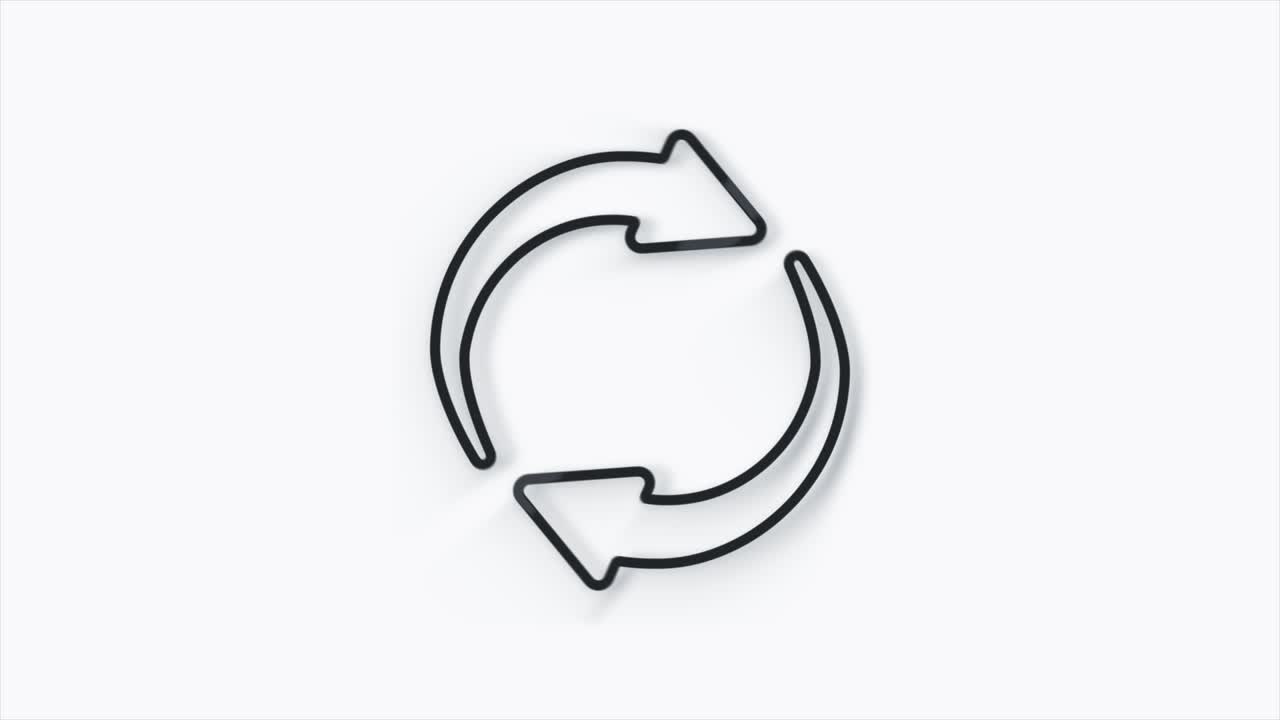 Recycle symbol 3d icon isolated on white background. Circular arrow icon. 4K