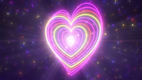 girando neón amor formas del corazón brillo y abstracto romántico valentín - 4k sin costuras vj bucle movimiento animación de fondo