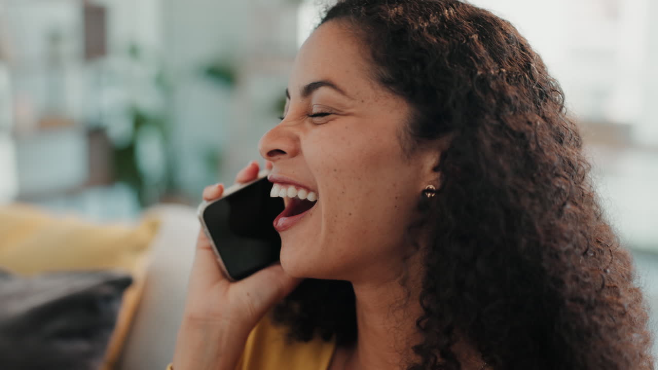 Phone call, gossip and laughter with a woman