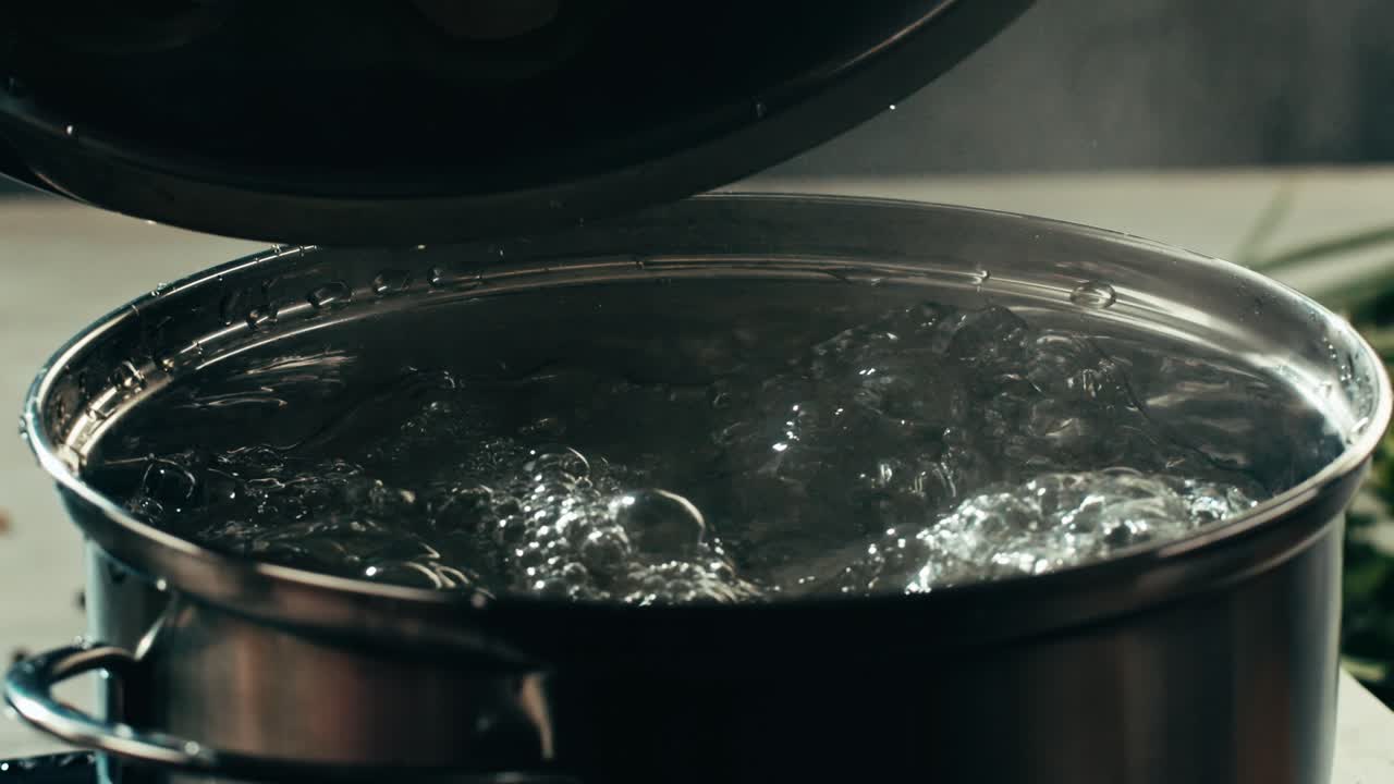 Boiling dumplings in a pot