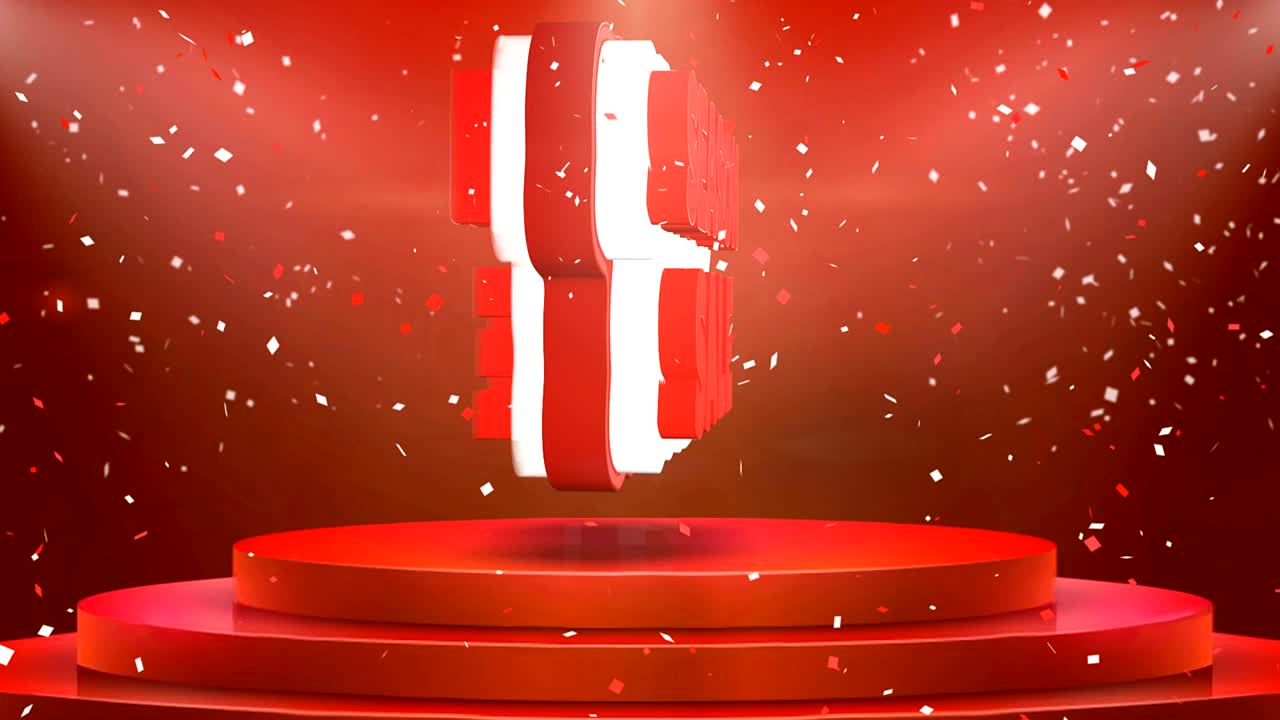 venta de la temporada texto animación escenario podio confeti bucle animación