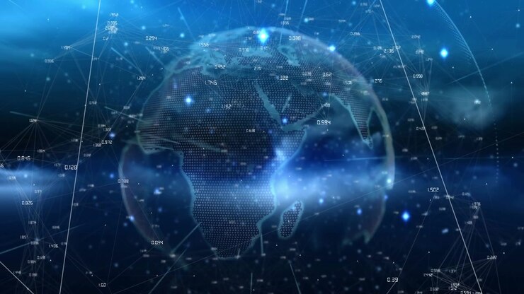 Animazione di un globo con numeri su sfondo nero