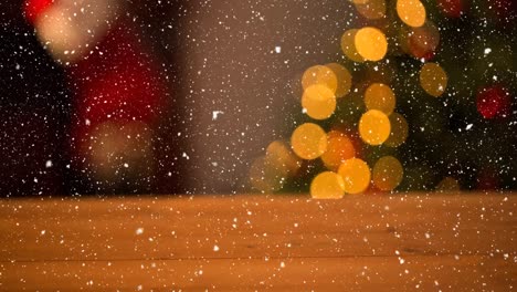 nieve cayendo y navidad en casa