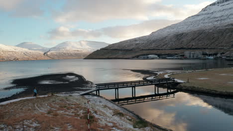 Faroe-Islands-4K-Aerial-of-Hósvík-at-Sunrise