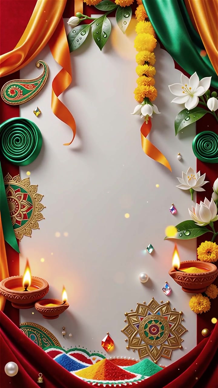 Sfondo del Festival Diwali con lanterne e decorazioni tradizionali Diyas.