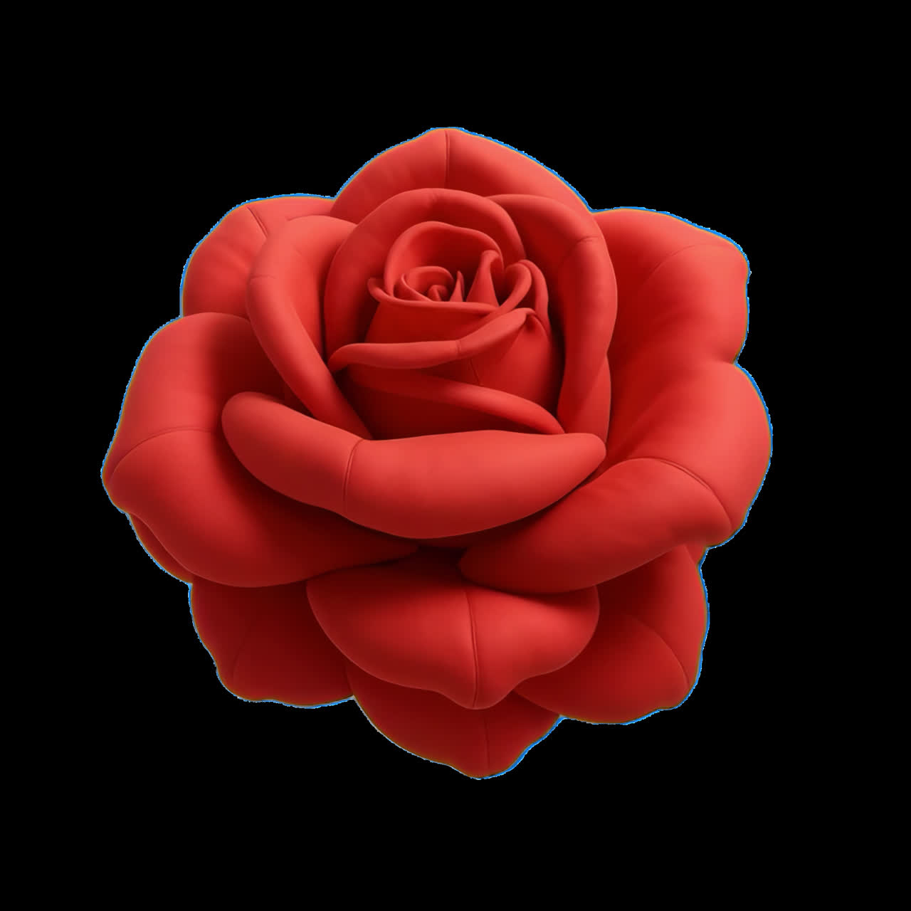 Animazione di scultura di rosa rossa vibrante, risorsa isolata, video 4K trasparente, canale alfa.