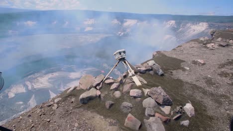 researchers use precision equipment at the rim of kilauea volcano to study magma flow at the lava lake at the hawaiian volcano observatory hawaii 5