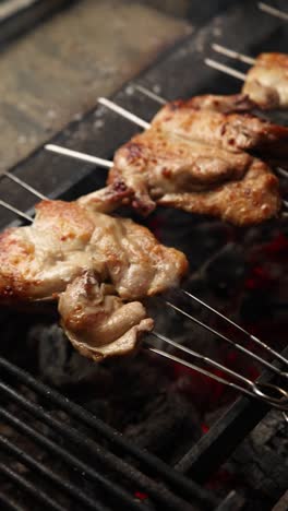 grilled chicken skewers on charcoal grill