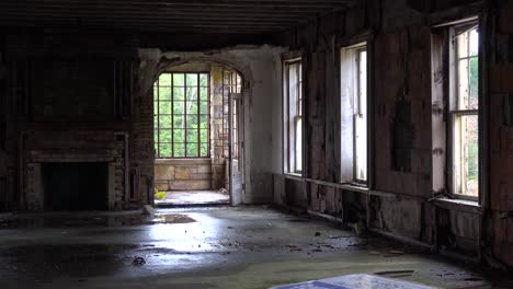 an abandoned and spooky interior of old building