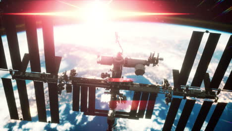Internationale-Raumstation-Im-Weltraum-über-Der-Umlaufbahn-Des-Planeten-Erde