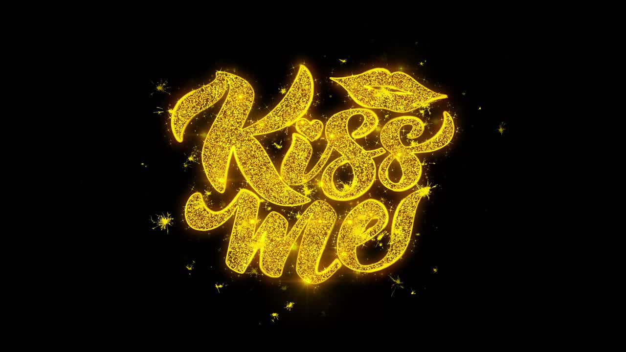 Kiss Me Golden Glitter Text