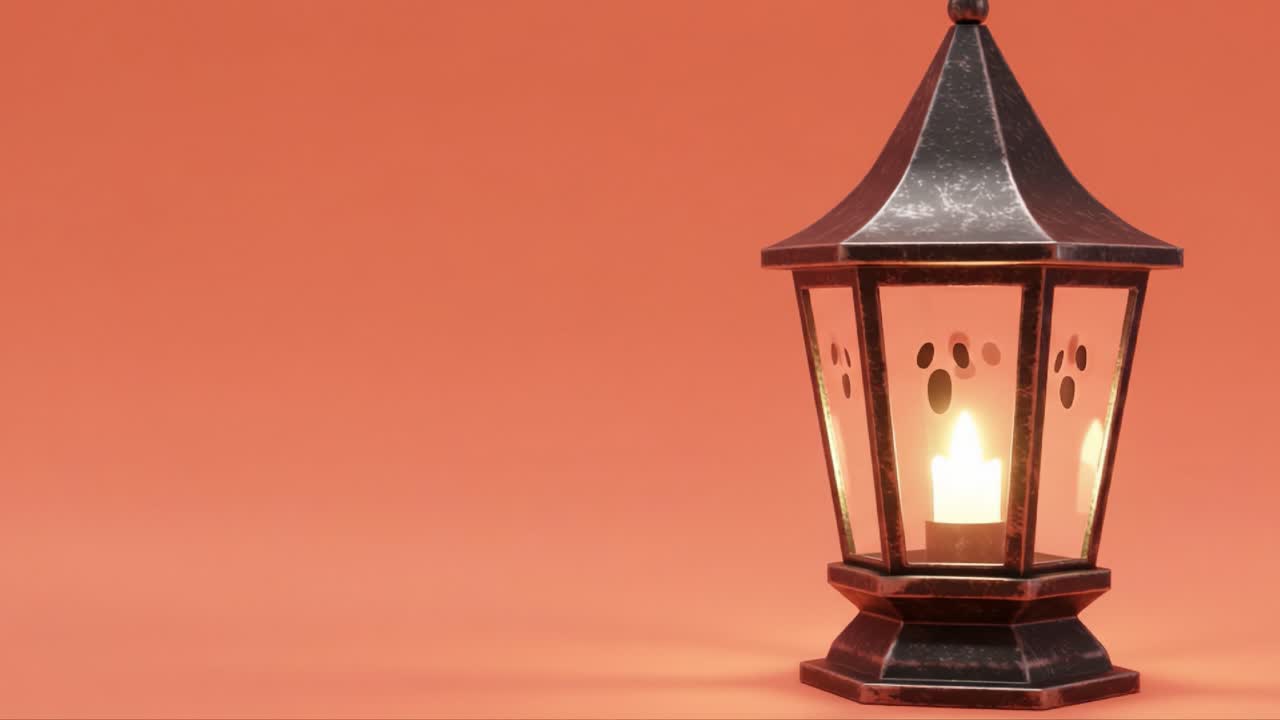 An Artistic Lantern with Paw Prints Glowing Warmly Against a Soft Orange Background, Perfect for Creating a Cozy Atmosphere in Any Setting or Decor Style