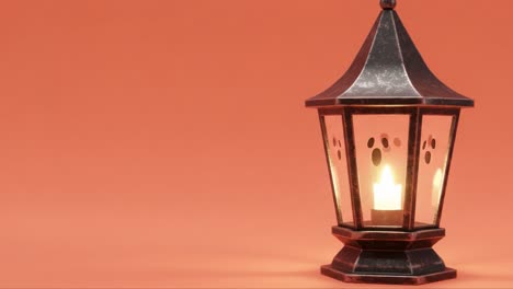 an artistic lantern with paw prints glowing warmly against a soft orange background, perfect for creating a cozy atmosphere in any setting or decor style