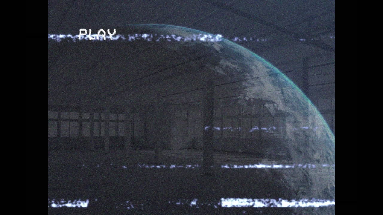 창고 위의 지구와 함께 화면에 디지털 인터페이스를 재생하는 애니메이션